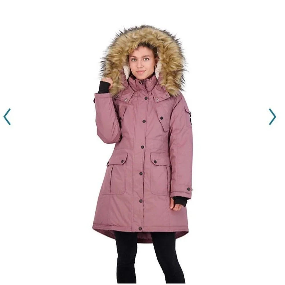 Junior's madden girl faux fur hooded parka coat jacket size Small black D6 - Picture 4 of 4